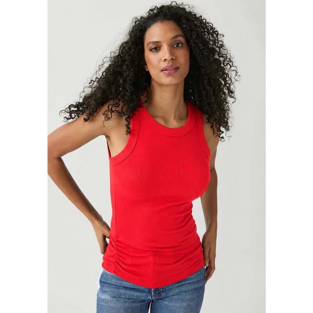 Michael Stars Pina Ultra Rib Crop Tank Top Cherry Red NWT Medium